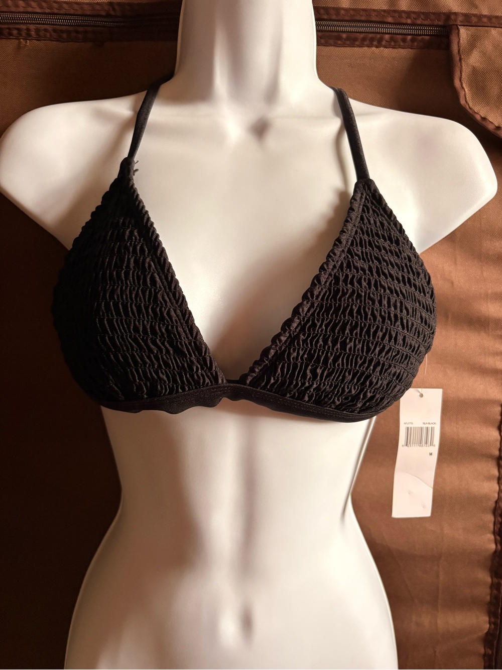 Hula Honey Black Smocked Bikini Top-Size M